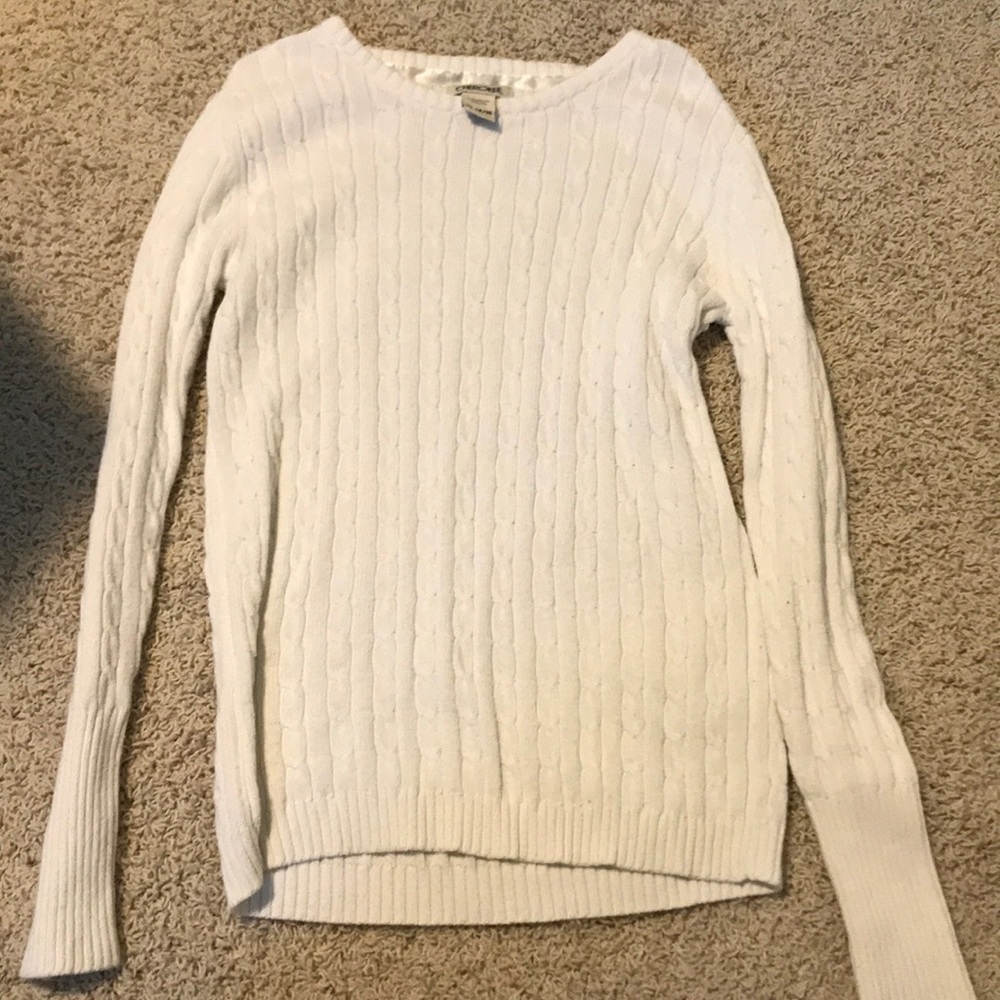 long sleeve lace cozy white sweater